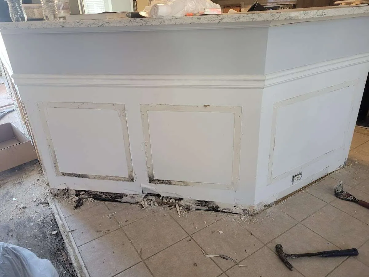 Water damage and mold on kitchen during Storm Damage Restoration in Dunn